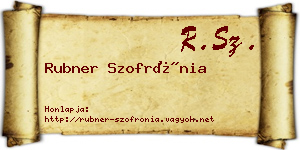 Rubner Szofrónia névjegykártya